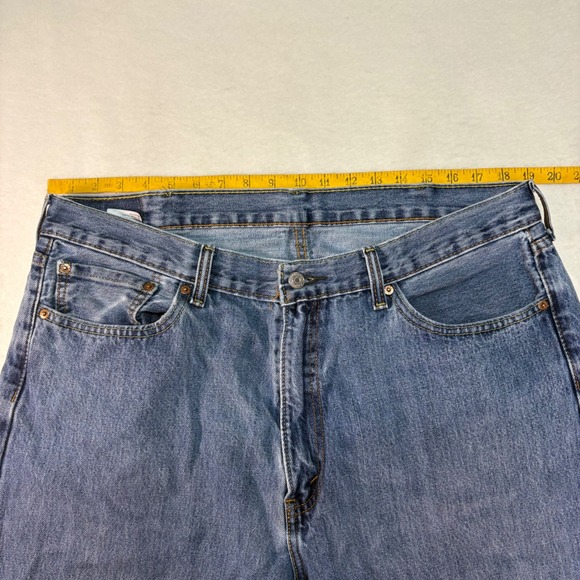 Levis 505 Regular Fit Straight Leg Blue Denim Jeans Mens 40x30 Medium Wash - Picture 5 of 8